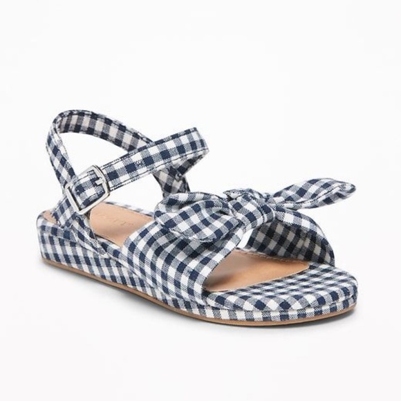 •NWT• Canvas Bow-Tie Mini-Wedge Sandals - Picture 1 of 7